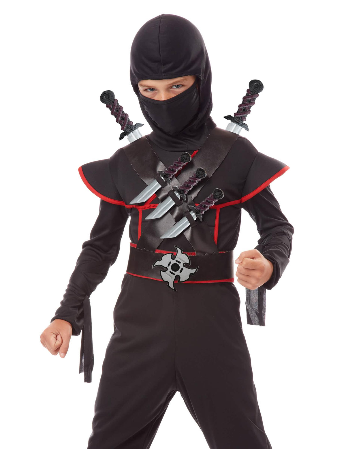 Vista frontal del cinturón de armas ninja