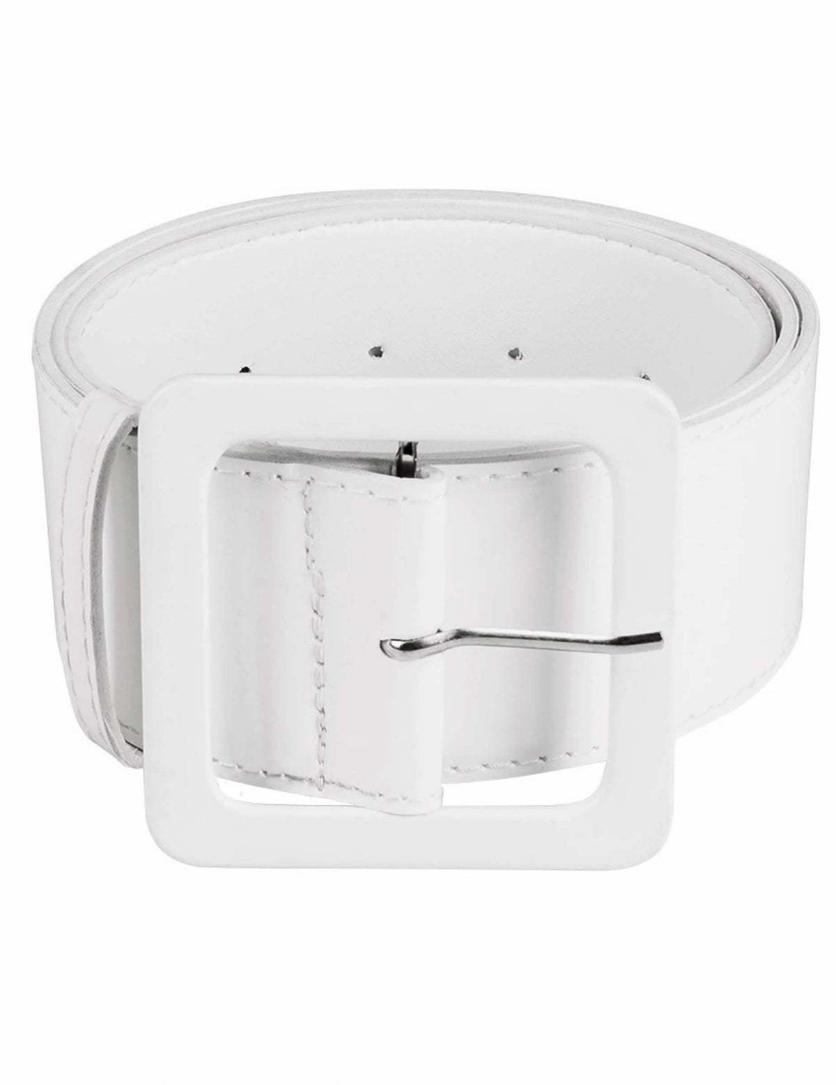 Ceinture large pour adulte blanche avec boucle carrée