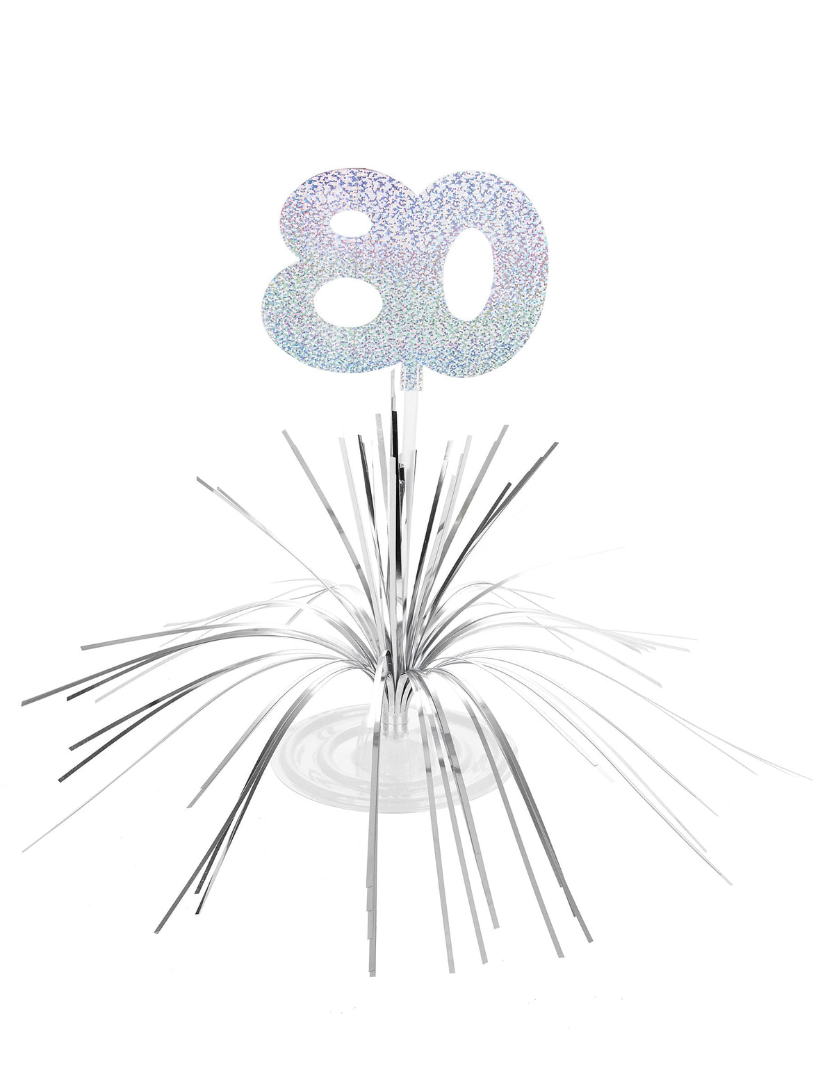 Centre de table 80 ans pour anniversaire argenté scintillant