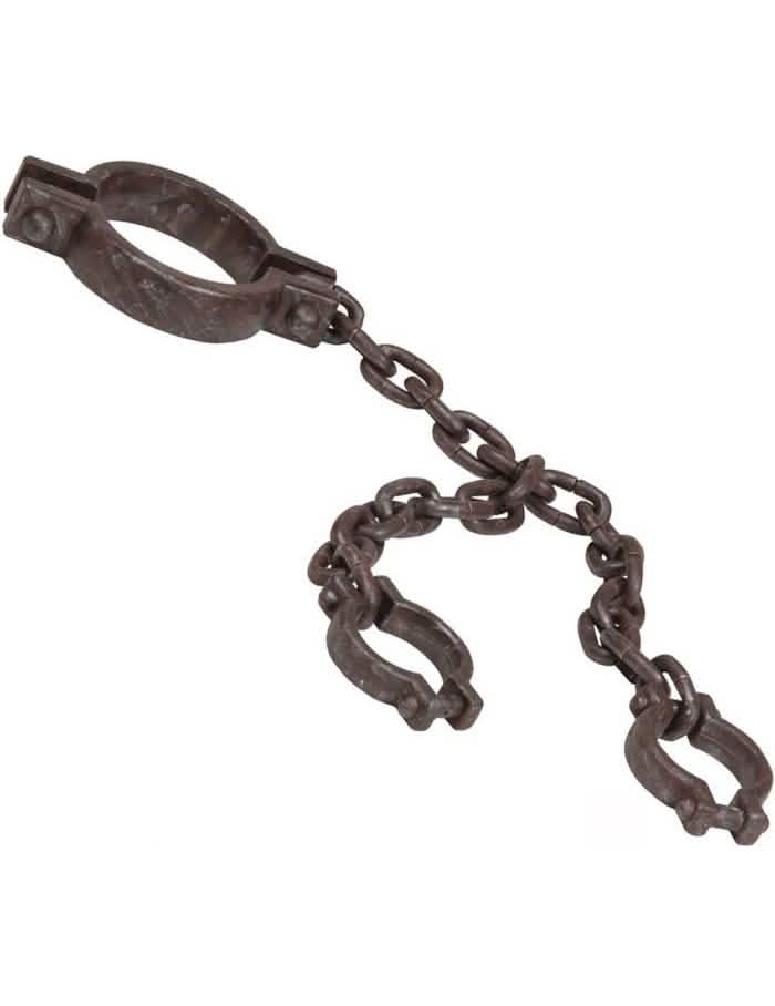 Chaîne de prisonnier pour cou et poignets pour adulte marron effet rouillé