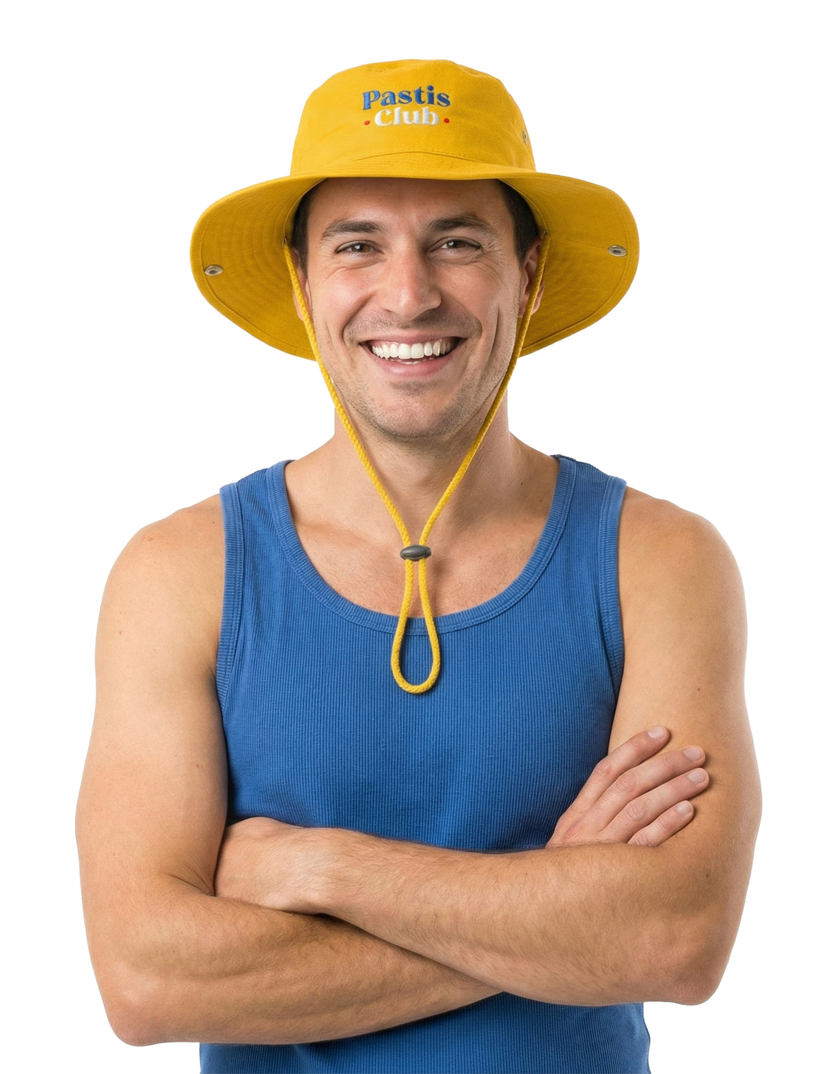 Chapeau à cordon Pastis Club pour adulte jaune