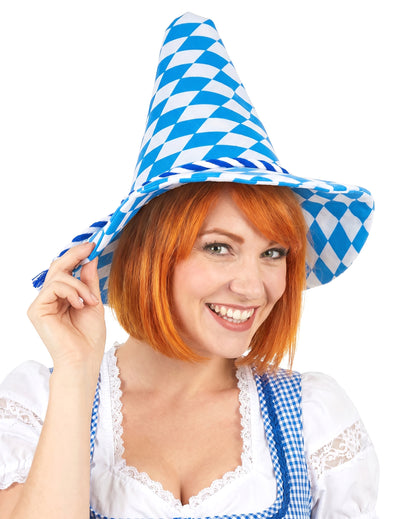 Sombrero de bávaro azul y blanco adulto