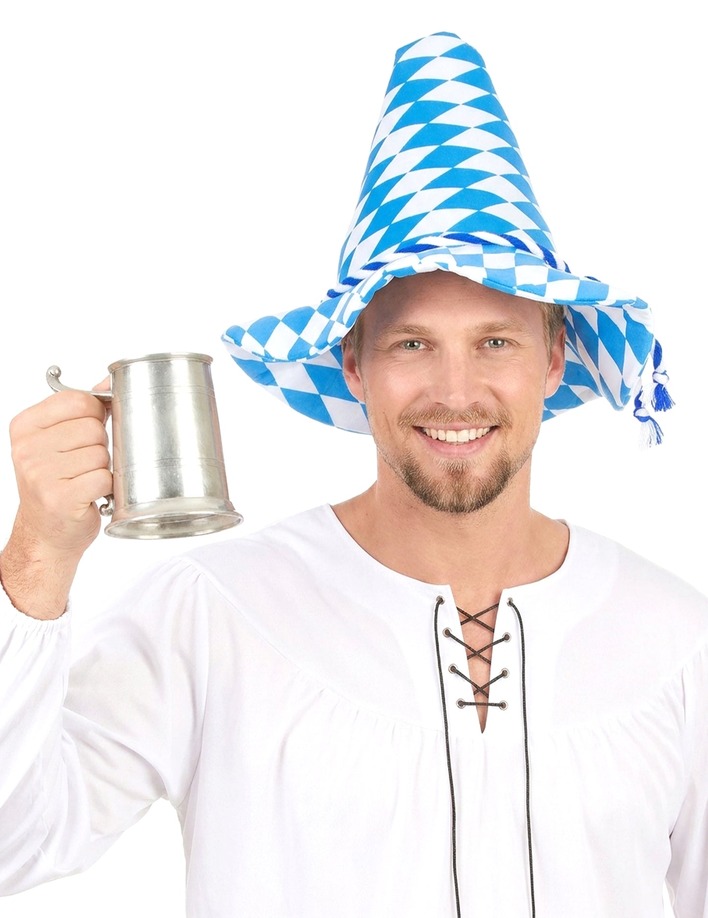 Sombrero de bávaro azul y blanco adulto