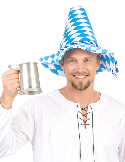 Sombrero de bávaro azul y blanco adulto