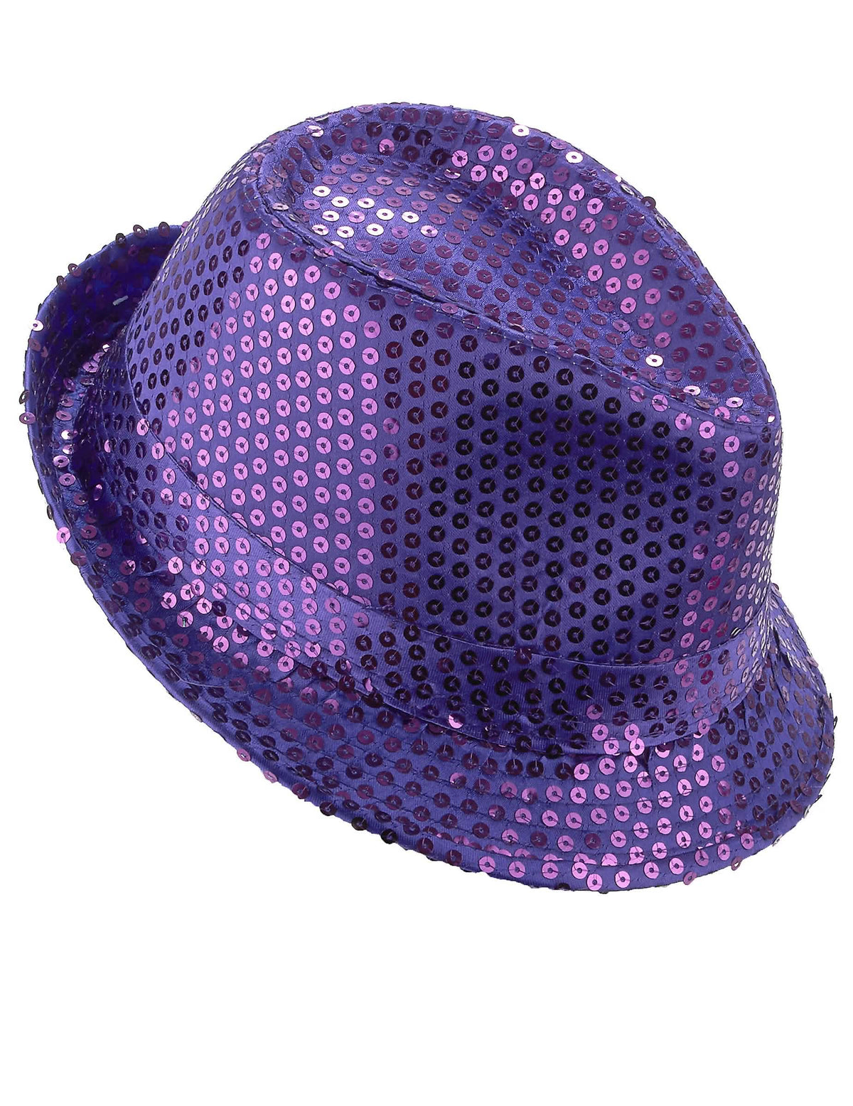 Sombrero borsalino lentejuelas violetas adulto