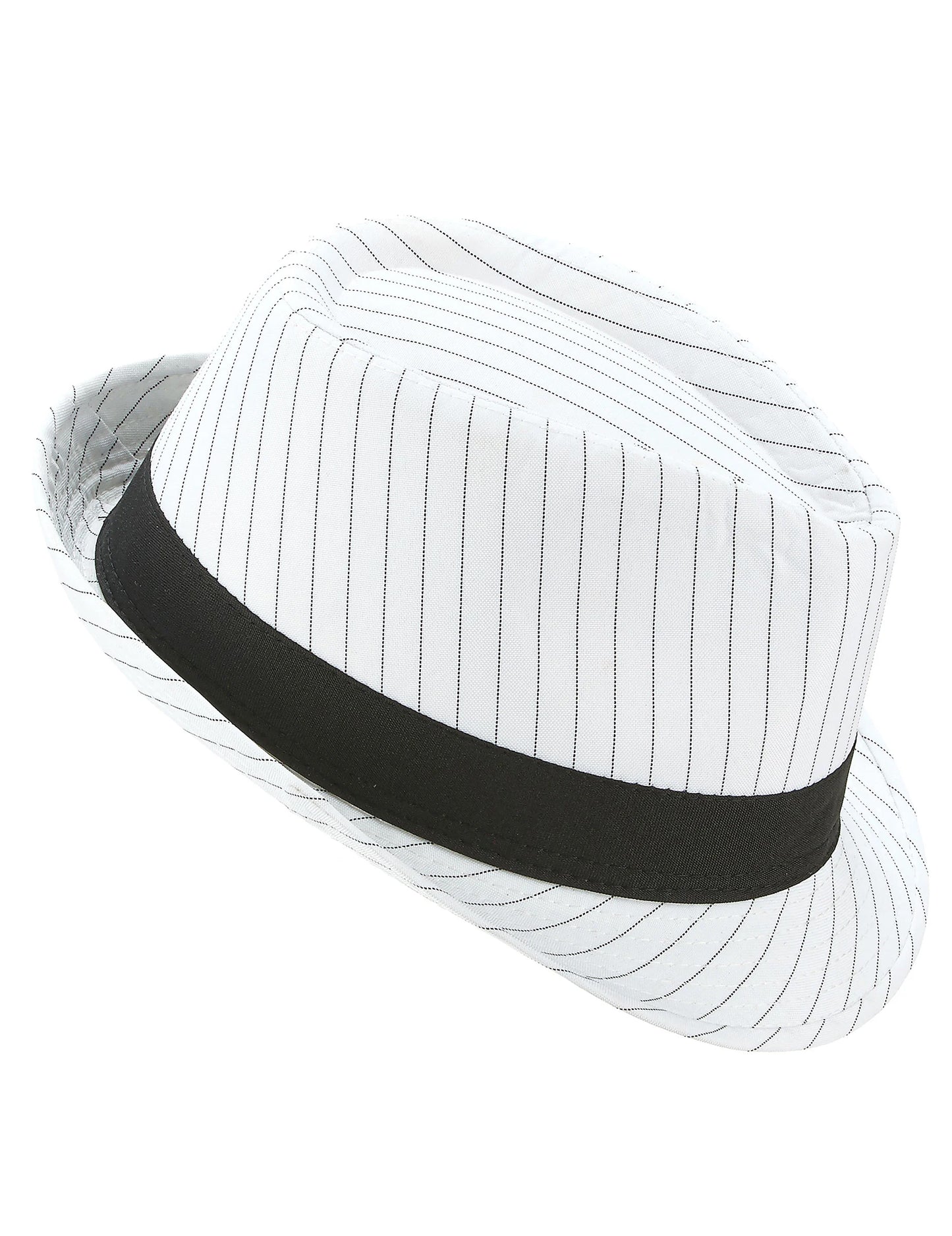Sombrero borsalino blanco con rayas negras