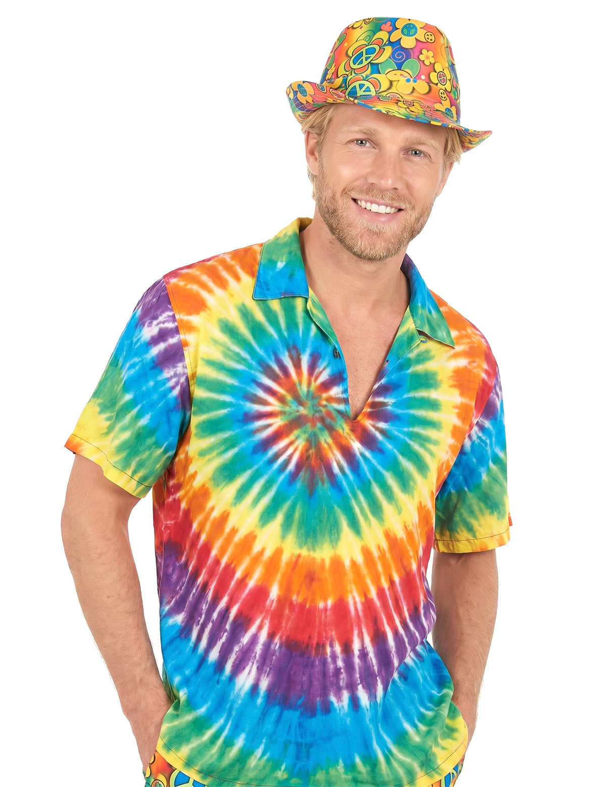 Sombrero borsalino hippie flores adulto