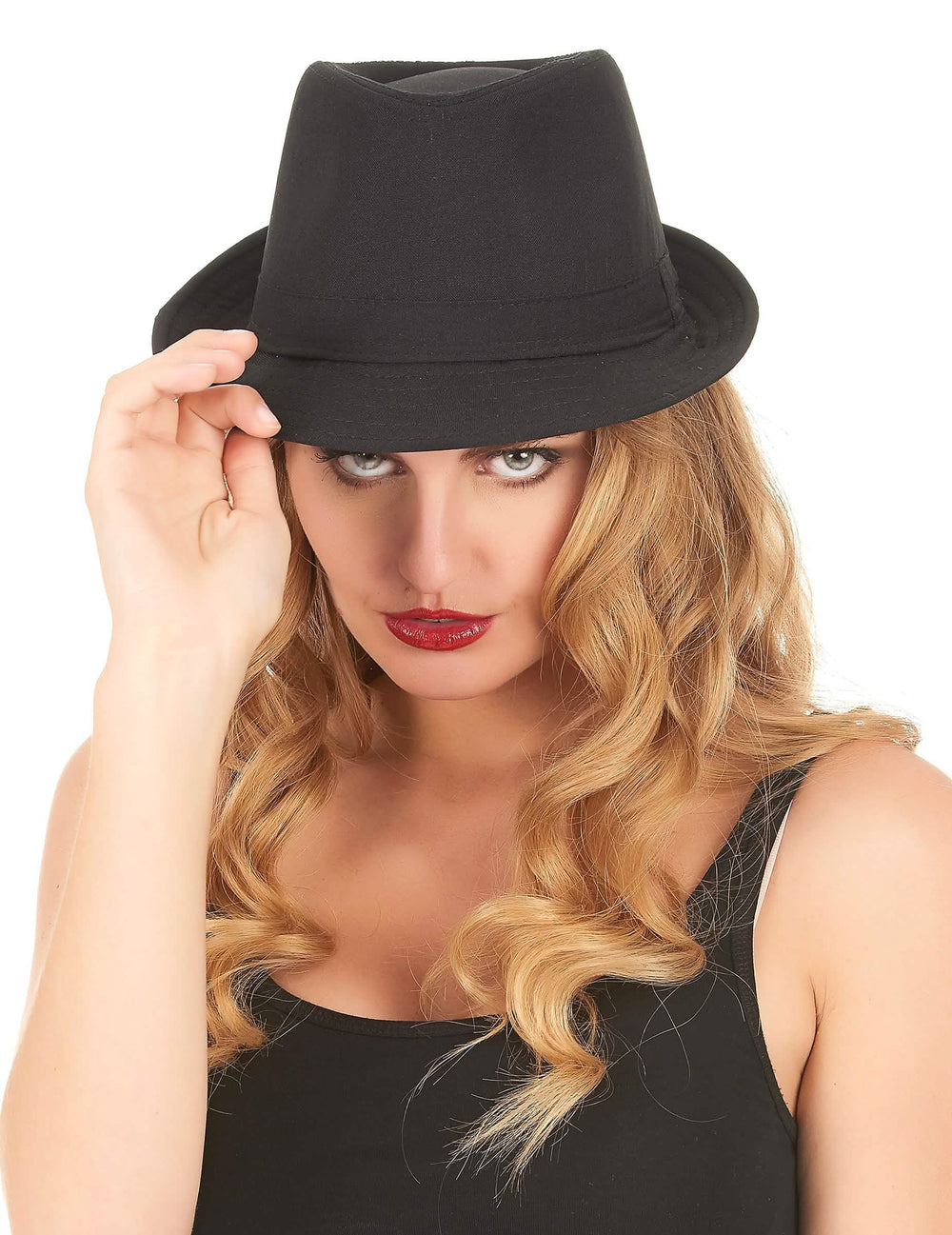 Vista frontal del sombrero borsalino de lujo para adulto