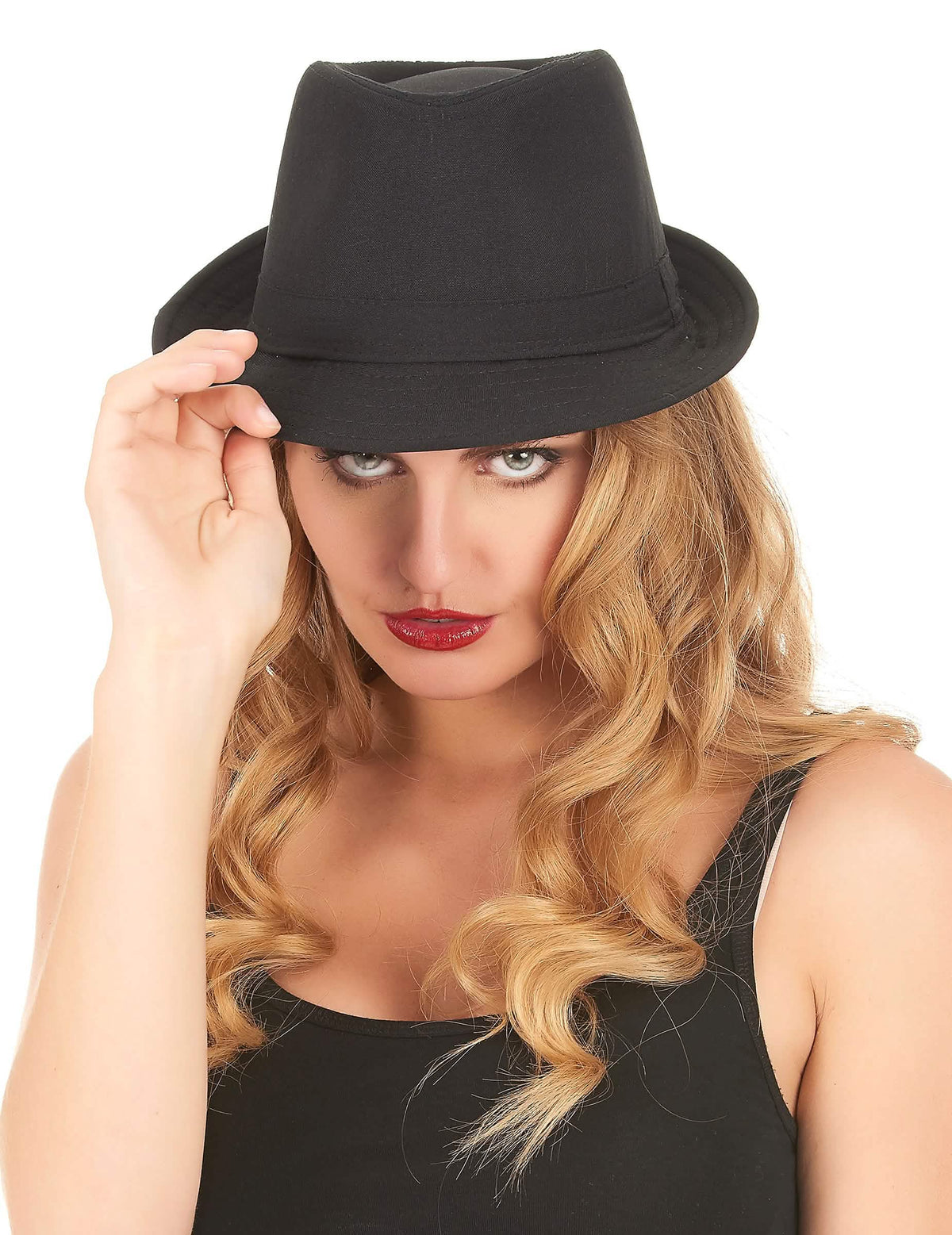 Vista frontal del sombrero borsalino de lujo para adulto