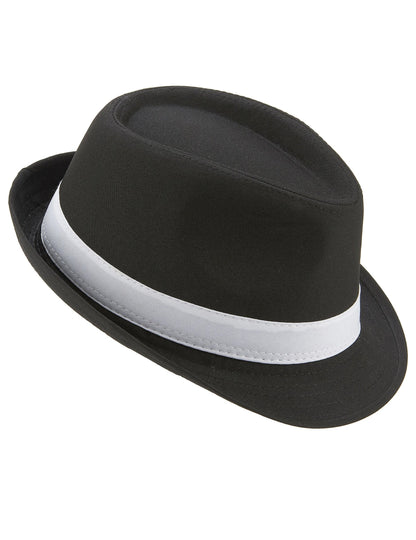 Chapeau borsalino noir luxebande blanche adulte