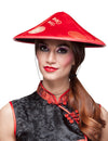 Chapeau chinois pour adulte rouge avec motifs dorés