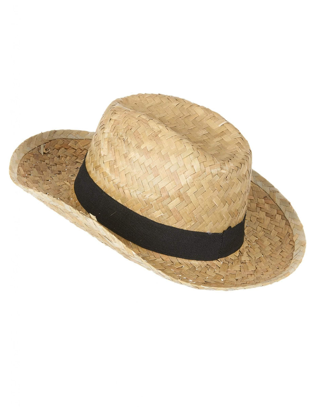 Vista de perfil del sombrero de vaquero de paja
