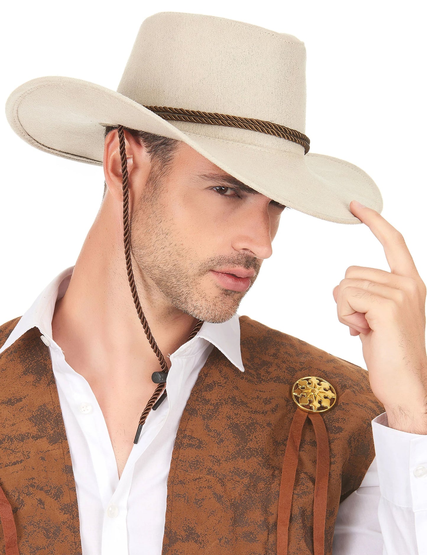 Sombrero vaquero beige adulto