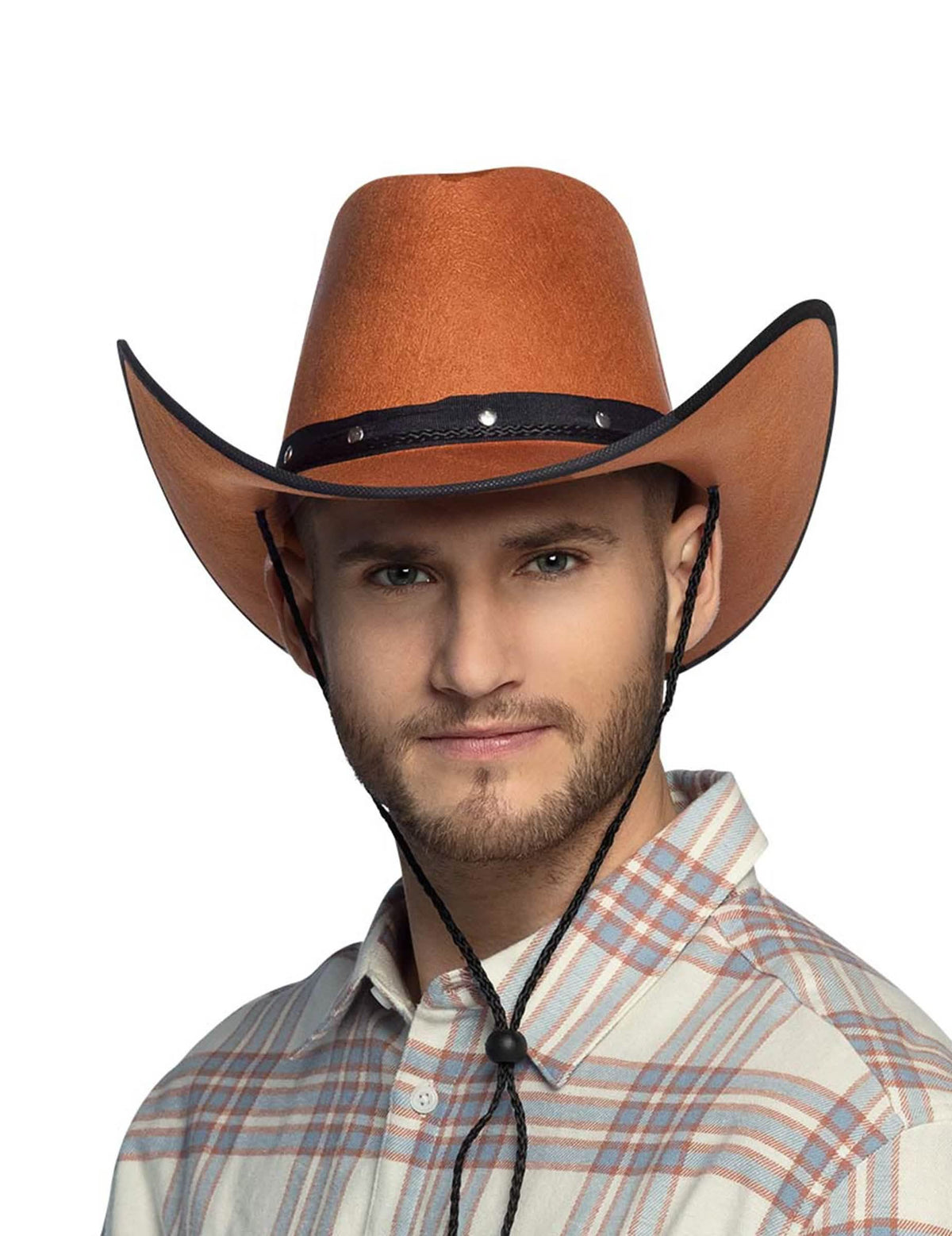Sombrero de cowboy para adulto marrón con bordes negros