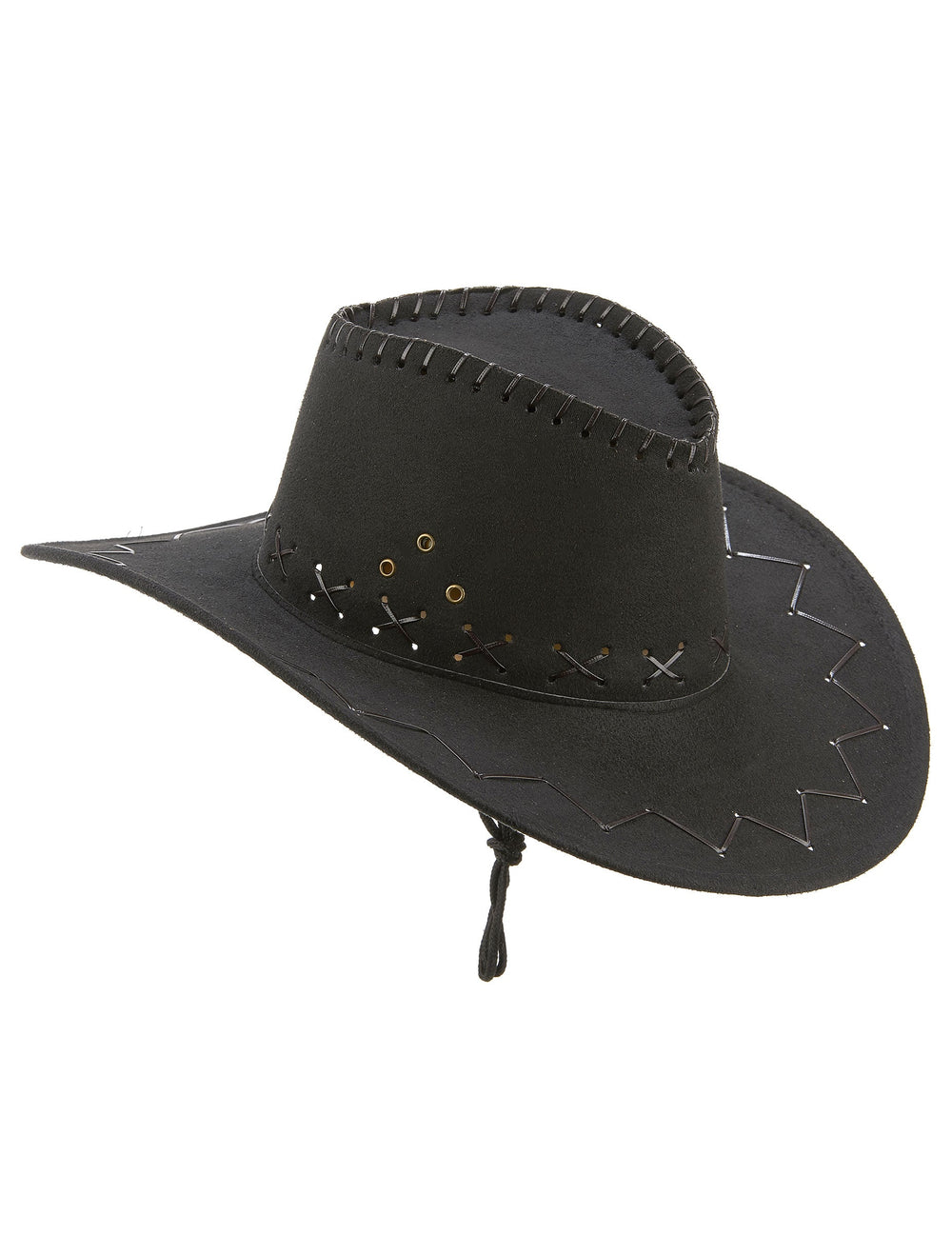 Vue de profil du chapeau de cowboy pour adulte noir en suédine
