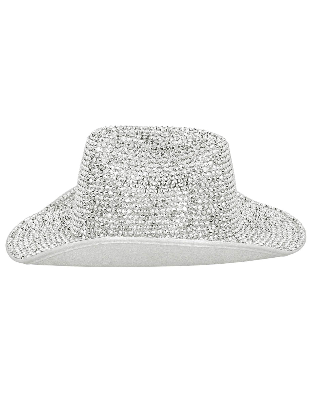 Vue de côté du chapeau de cowboy pour adulte strass argenté
