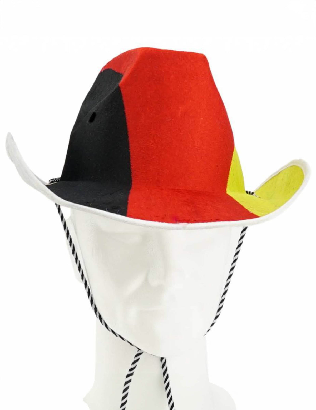 Sombrero de vaquero aficionados alemania para adulto negro rojo amarillo