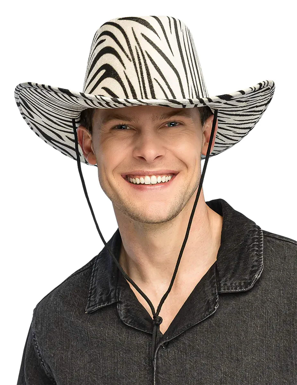 Chapeau de cowboy zèbre pour adulte noir et blanc