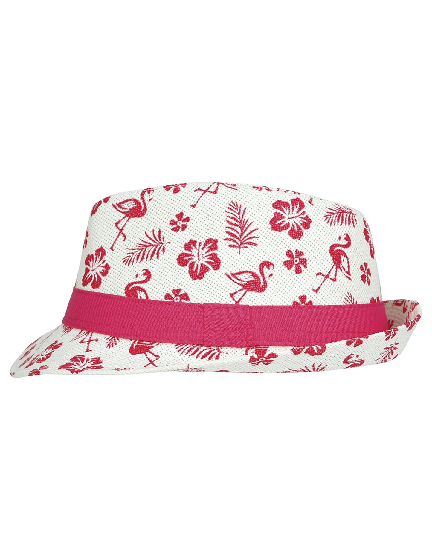 Vue de profil du chapeau d'été flamant rose