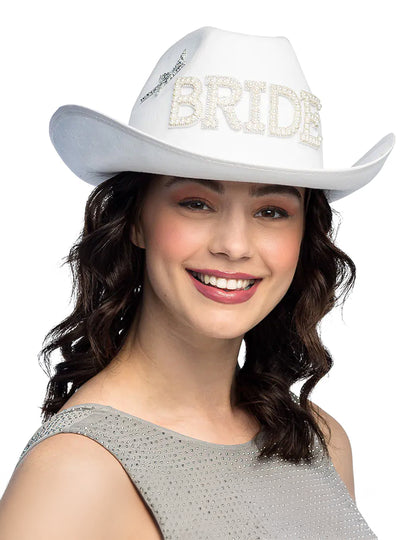 Sombrero de vaquero con perlas Bride para mujer