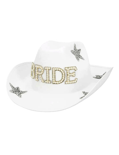 Sombrero de vaquero con perlas Bride para mujer