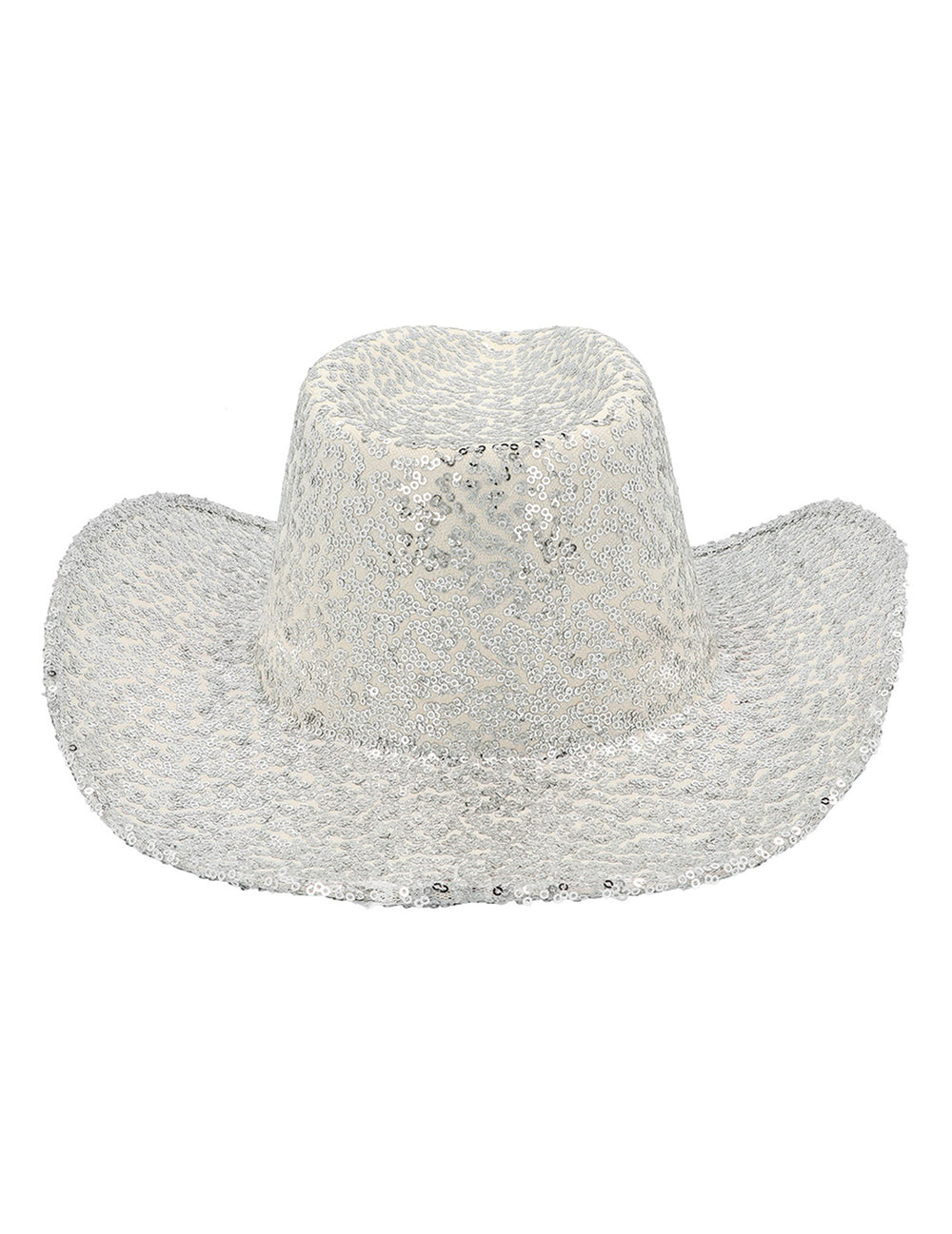 Vue de dessus du chapeau de cowboy à sequins pour adulte argenté