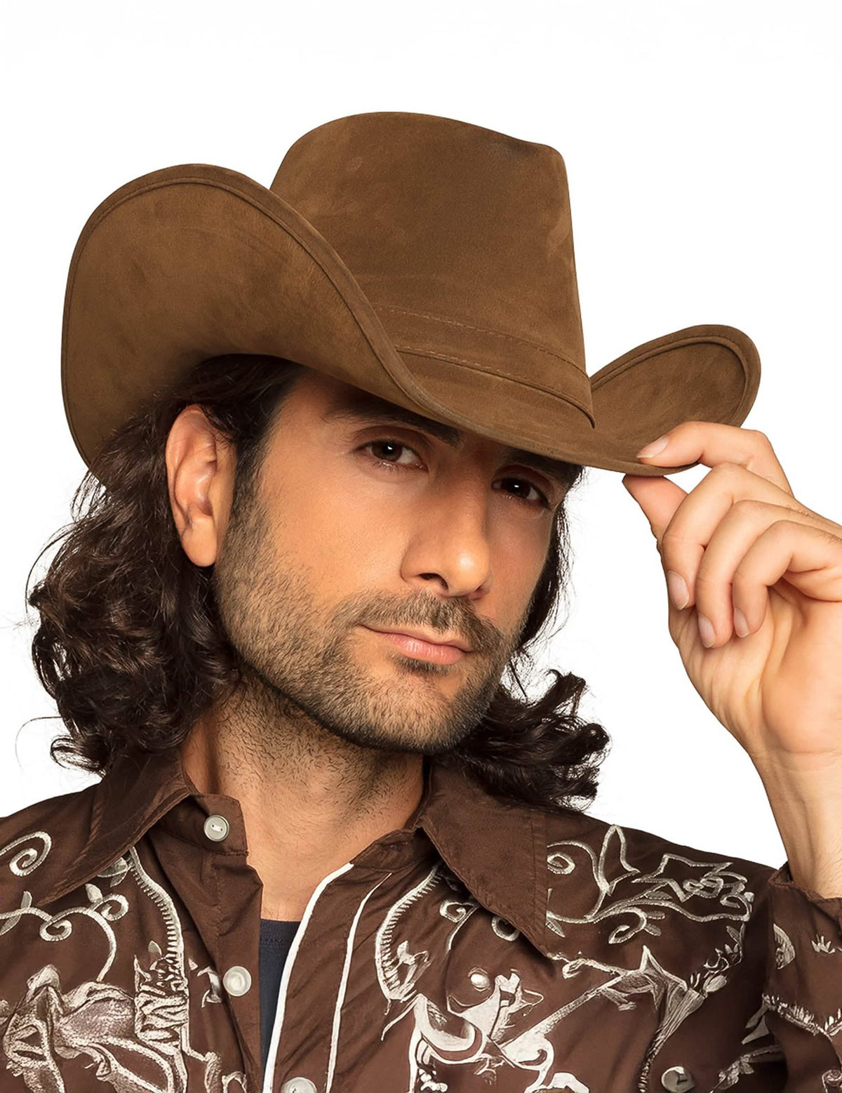 Chapeau de cowboy pour adulte marron effet peau
