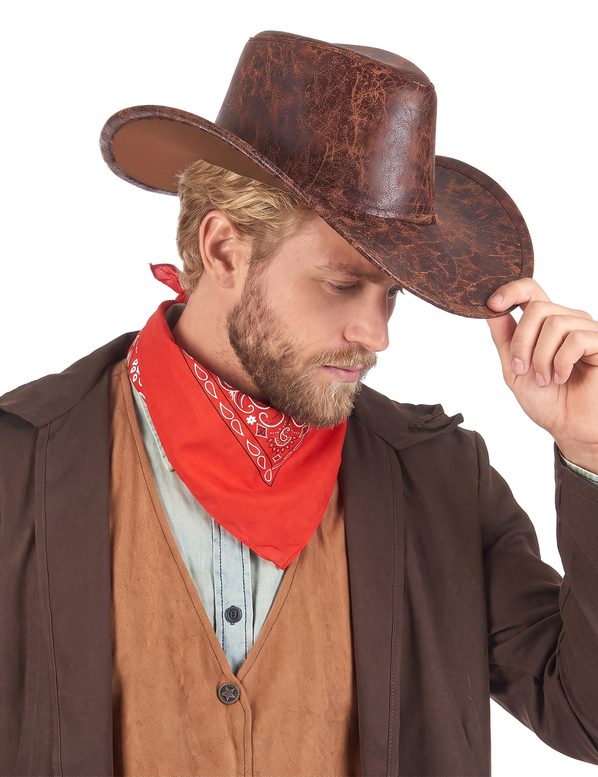 Sombrero cowboy marrón imitación cuero adulto