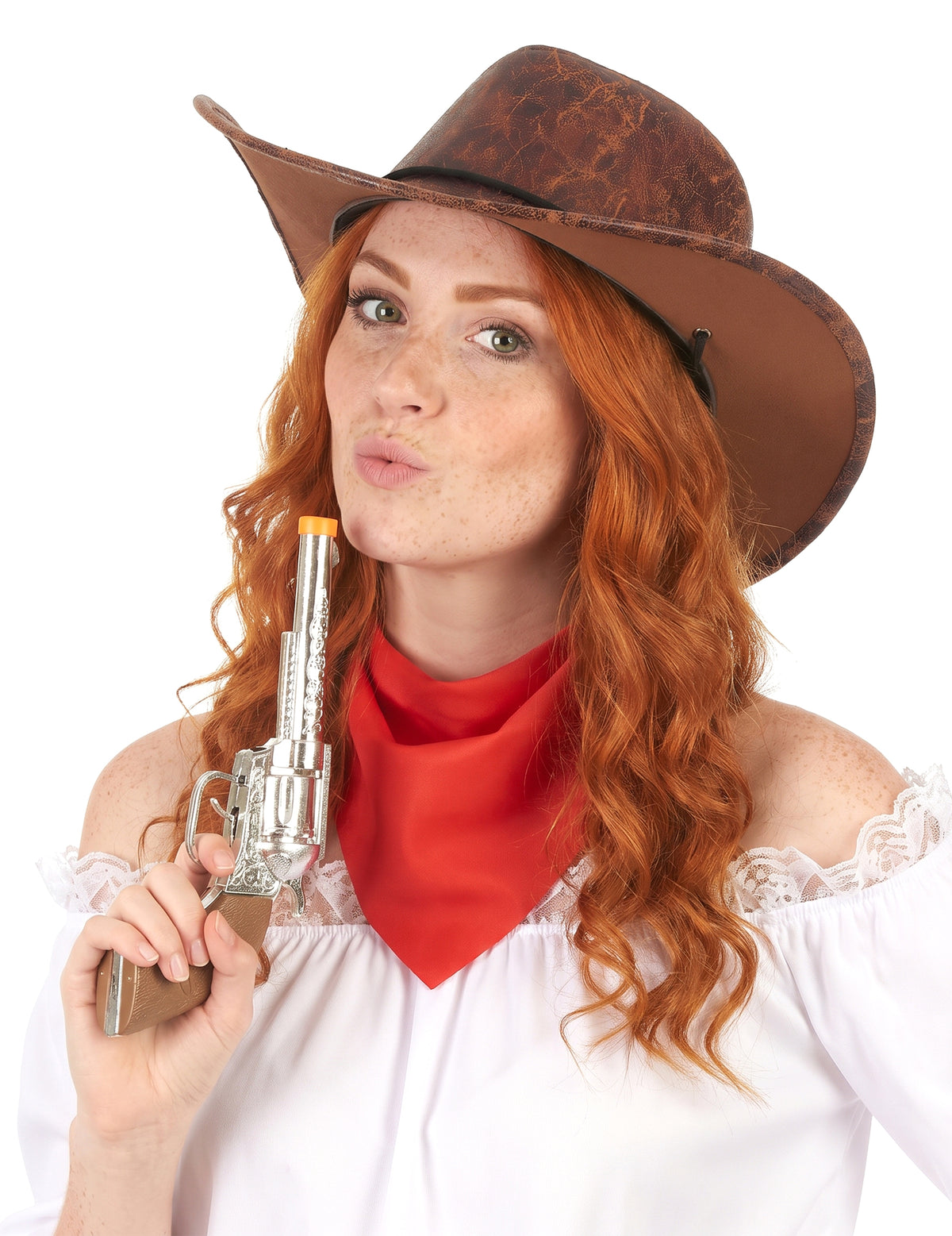 Sombrero cowboy marrón imitación cuero adulto