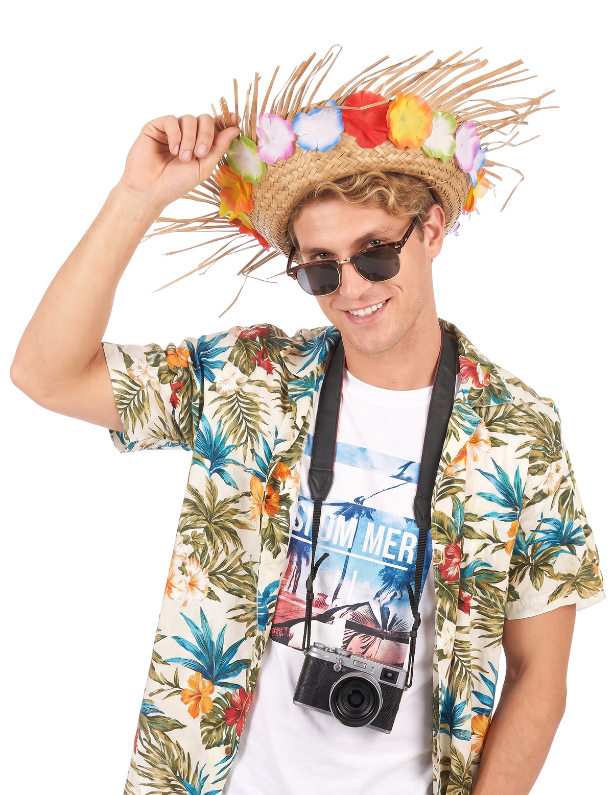 Sombrero de paja con flores