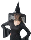 Sombrero de bruja negro con flecos adulto