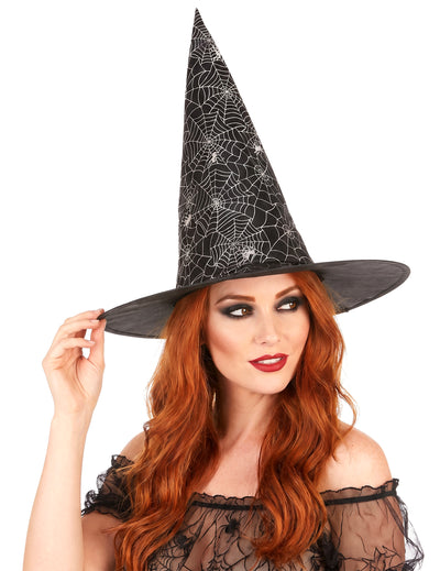 Sombrero de bruja con telaraña adulto