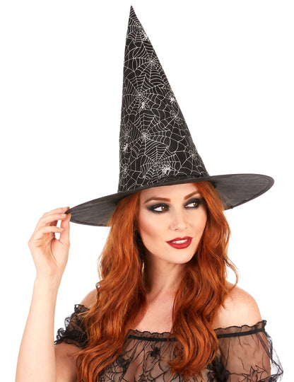 Sombrero de bruja con telaraña adulto