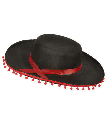 Sombrero negro y rojo