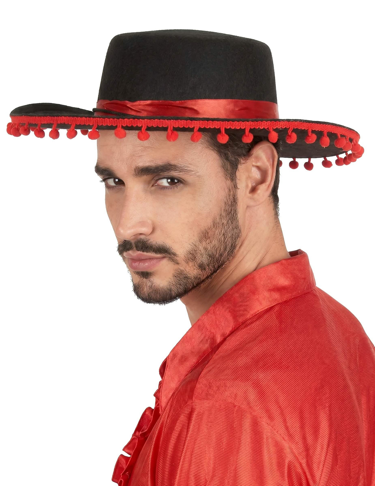 Sombrero negro y rojo