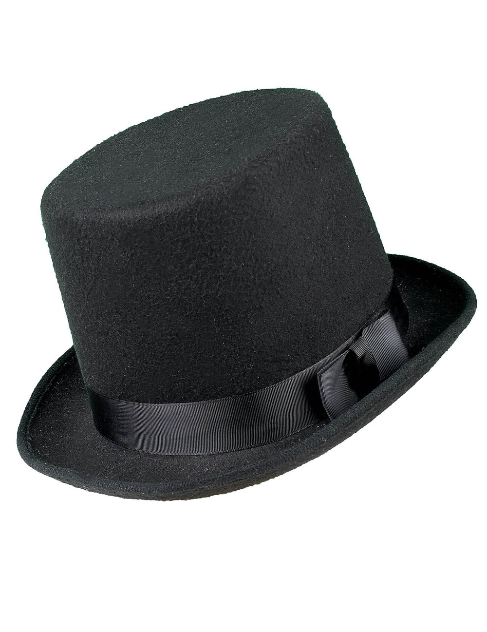 Vista de perfil del sombrero de copa para adulto negro con lazo