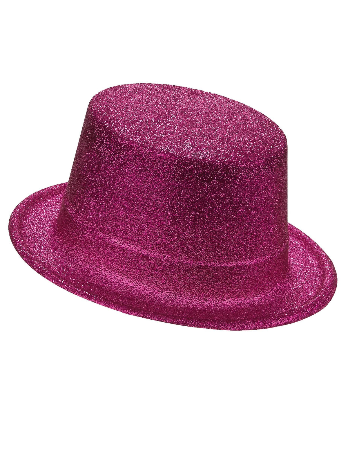Sombrero de copa de plástico con brillantina rosa adulto