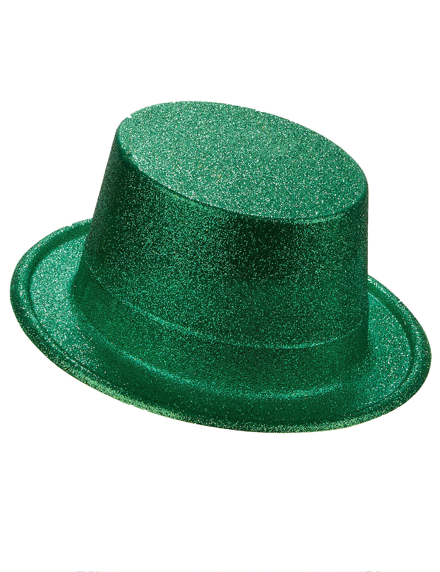 Sombrero de copa de plástico con brillantina verde adulto