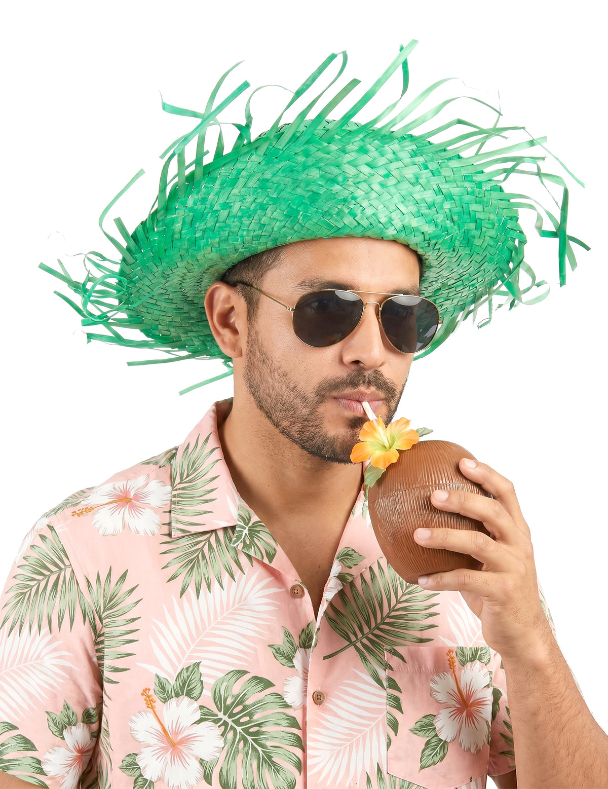 Sombrero Hawái verde adulto