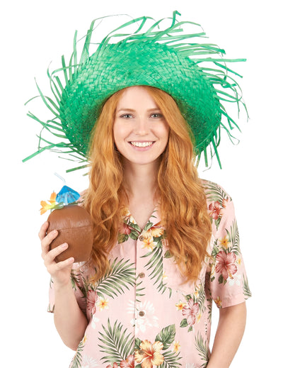 Sombrero Hawái verde adulto
