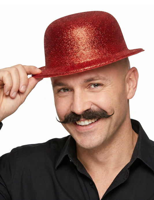 Sombrero de plástico brillantina rojo adulto
