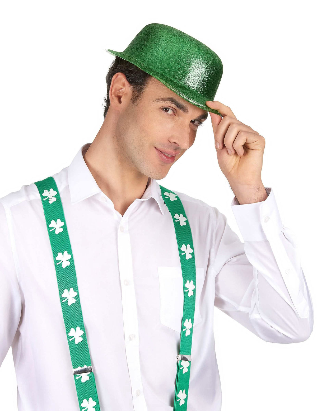 Sombrero hongo de san patricio para adulto verde con purpurina