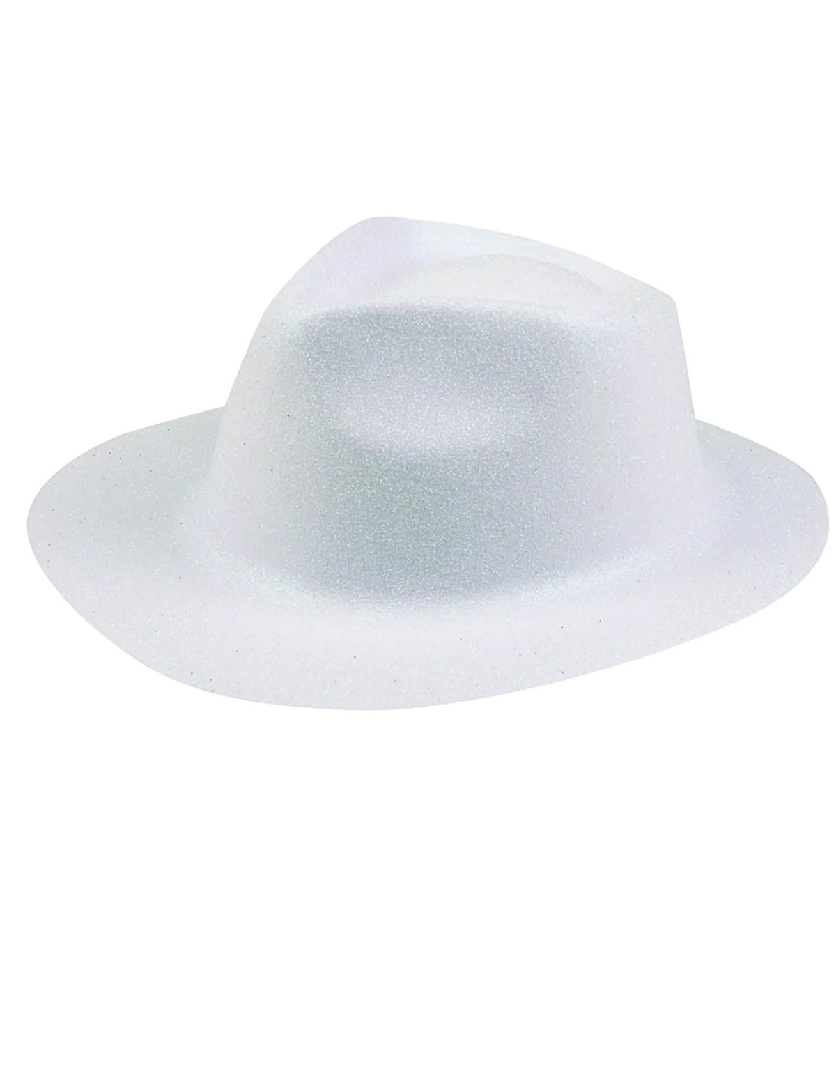 Vista de perfil del sombrero con purpurina para adulto blanco