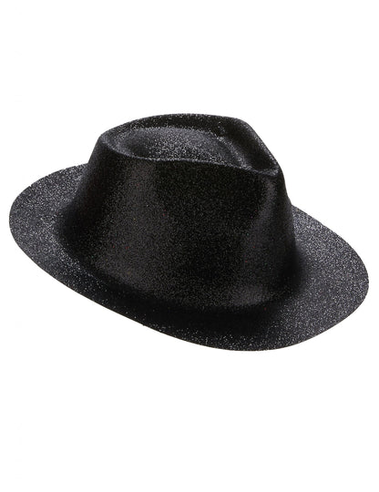 Vue de profil du chapeau pailleté pour adulte noir