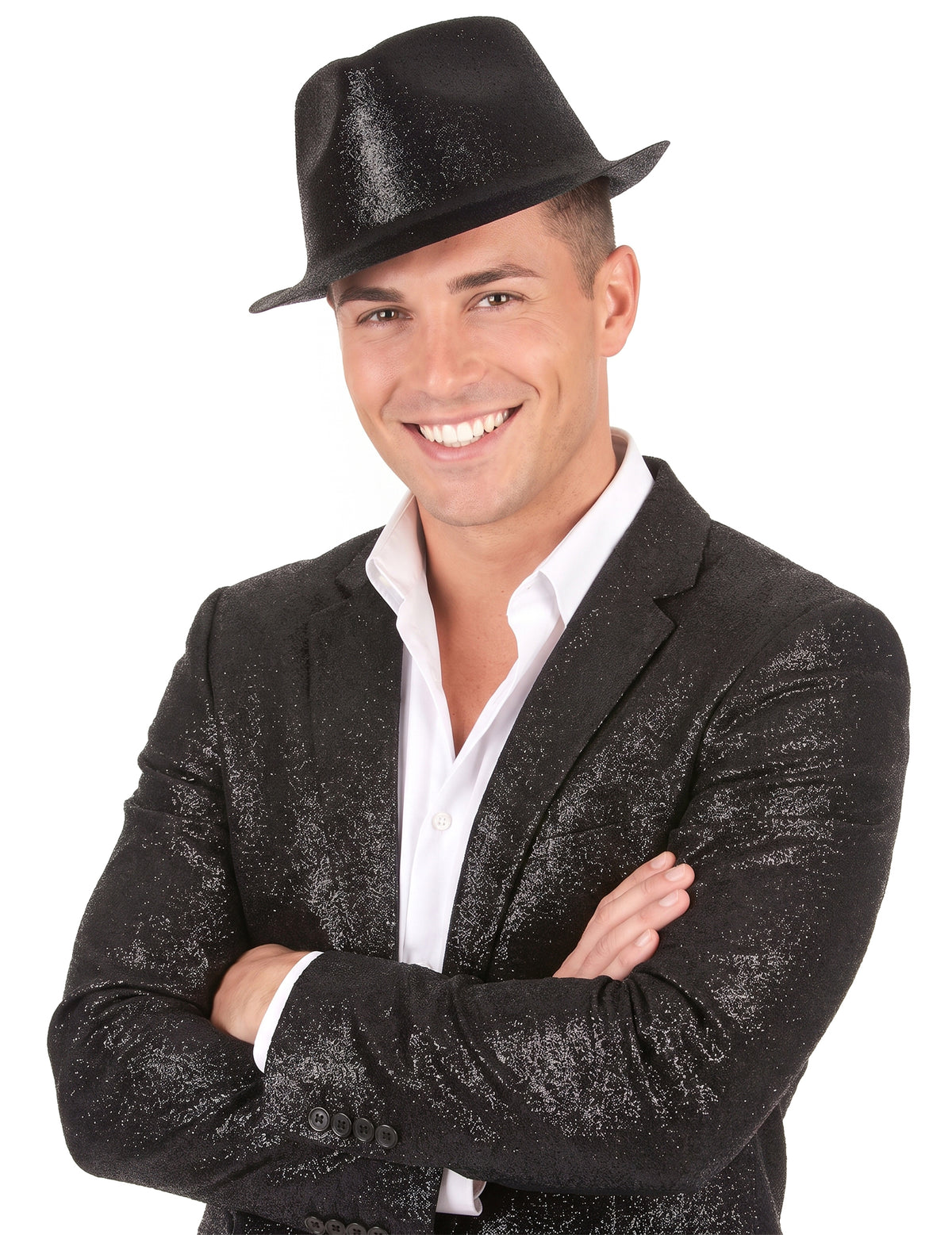 Sombrero purpurina negra adulto