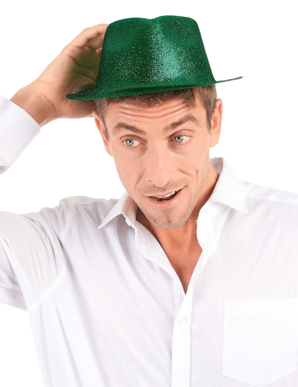 Sombrero con purpurina verde para adulto verde brillante