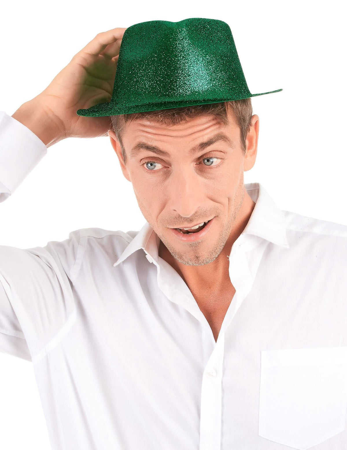Sombrero con purpurina verde para adulto verde brillante