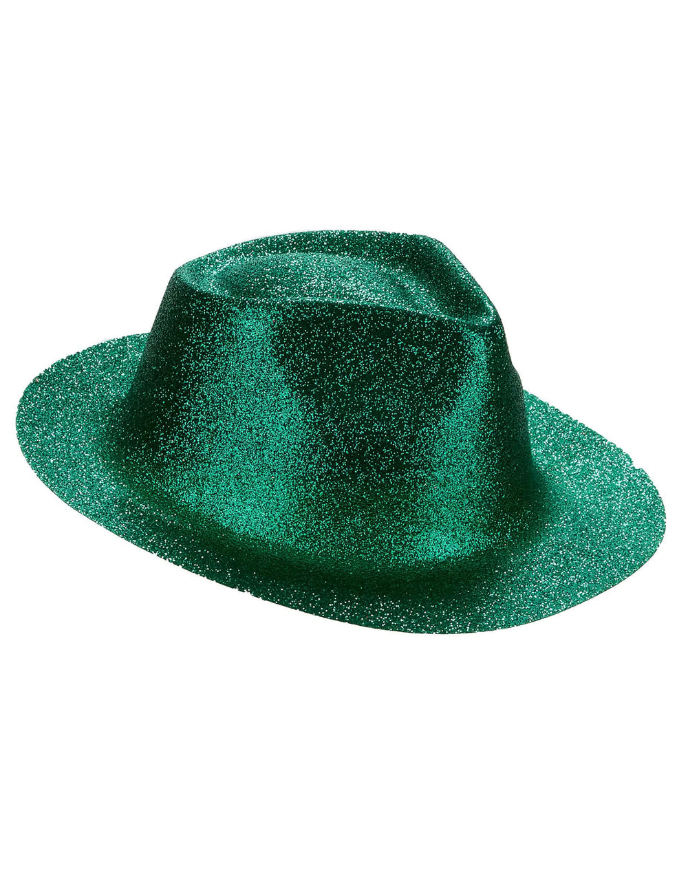 Vista de perfil del sombrero verde con purpurina para adulto