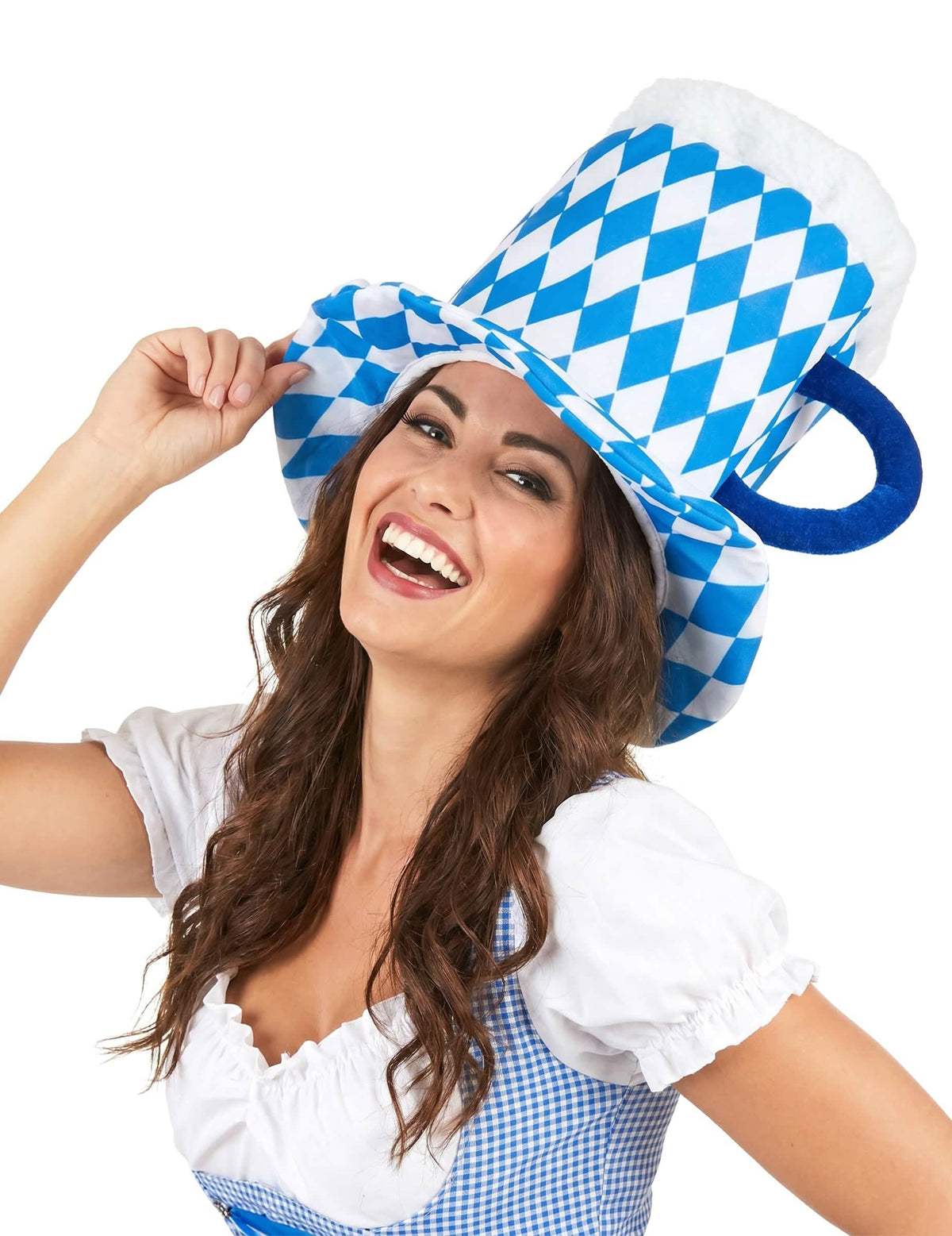 Sombrero jarra de cerveza azul y blanco adulto