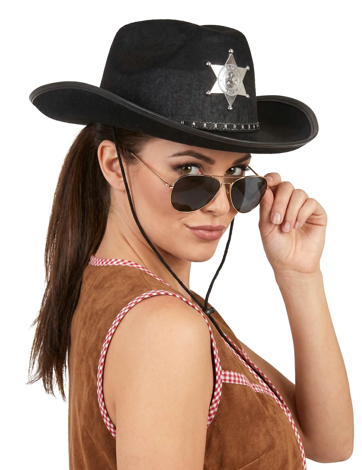 Sombrero Sherif negro adulto